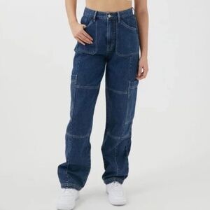 BDG Urban Outfitters High Rise Baggy Cargo Denim Jeans Size 24